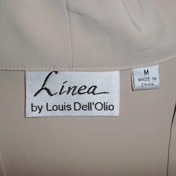 Linea Dell'Olio Open Front Tan Black Embroidery Cardigan Sz M 3/4 Sleeves - Picture 6 of 15